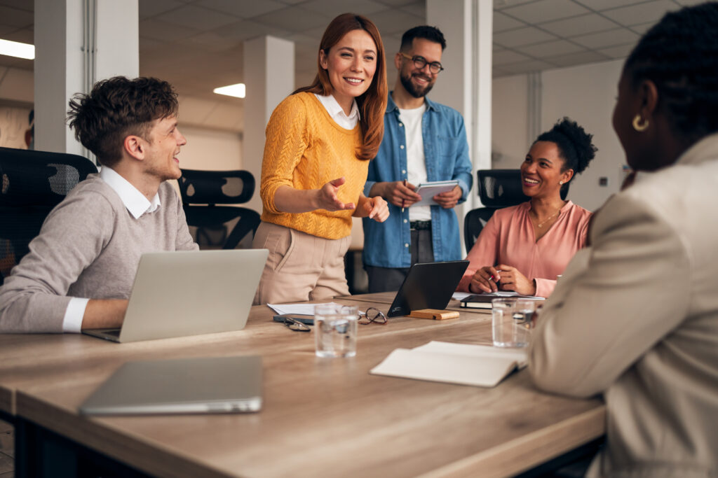 Executive team collaborating around a table